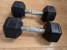 Used, but great condition, Pair of 10kg PVC Coated Elite Hex Dumbbells. PVC