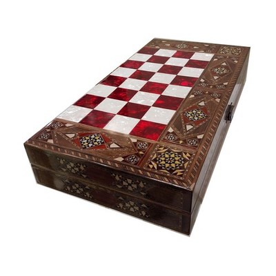 Luxury Backgammon Set Handmade Solid Wooden Game Board 13.8''   Christmas Gift