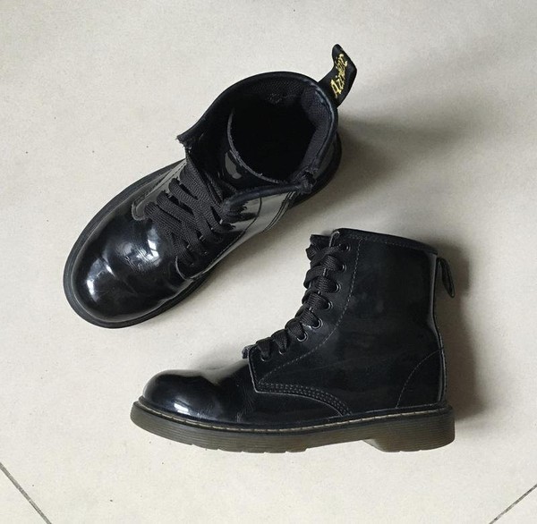 Women Dr. Martens Boots Black Leather 35 #3KZM