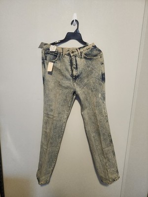 RIGOLETTO Men's Blue Denim Jeans Straight Fit Cotton Acid Wash Button Zip 5-Poc 