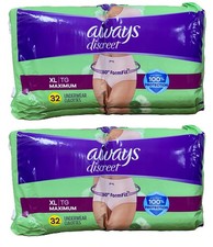 64 Ct Always Discreet Adult Incontinence Underwear XL for Women and Postpartum