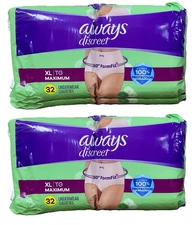 64 Ct Always Discreet Adult Incontinence Underwear XL for Women and Postpartum