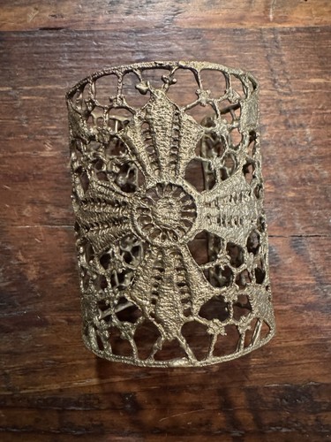 Vintage Maltese Brass Lace Cross Cuff Bracelet