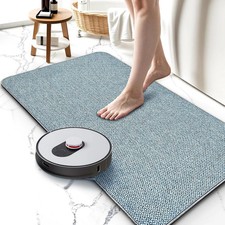 19x30 Inch Non Slip Bath Mat Thin Absorbent Quick Dry Washable Blue Bathroom Rug
