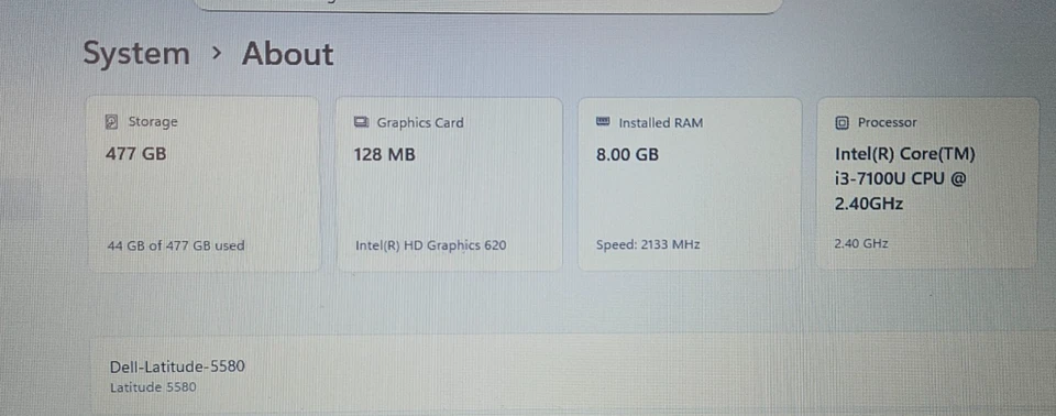 Dell Latitude 5580 · i3-7100U · 8GB · 500GB, photo 3 of 5