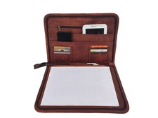 Vintage Leather Portfolio Padfolio A4 Document Folder Office File Case Bag