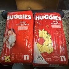 2 Pk Huggies Little Snugglers Baby Diapers Newborn up to 10 lbs , 31 CtEach Lot