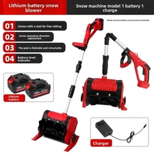 21V Cordless Snow Shovel Foldable Snow Removal Machine w/2 Battery for Garden