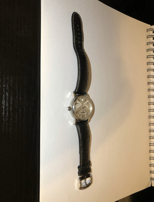 Montblanc Meisterstück Men's Quartz Date 38mm SS Silver Dial Black Leather