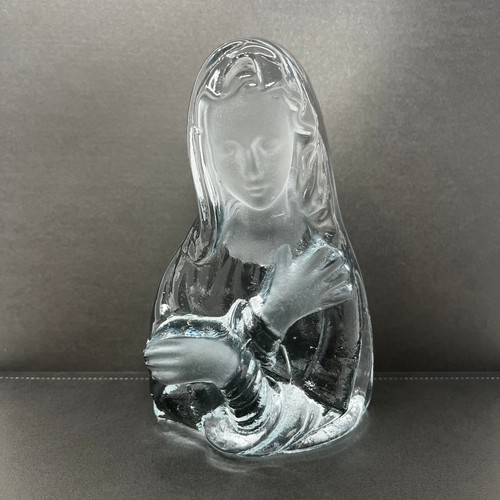 Vintage Viking Art Glass Madonna Virgin Mary Figurine Religious Nativity Clear