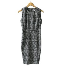 Calvin Klein Abstract Print Sleeveless Dress Size 4 Black White
