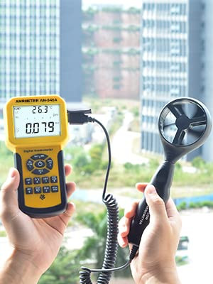 Anemometro Portatil Bluetooth Medidor de Viento AI-100APP, AIOMEST Bluetooth Anemómetro Mano Wind Meter con APP Registro de Datos, Mide 30m/s Flujo de Aire, Temperatura Viento para HVAC, Drones, Riego