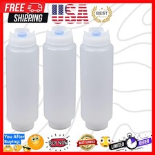 Eco-Friendly 3 Pack Blue Squeeze Bottles - 16 oz Capacity, Ideal for Condiments