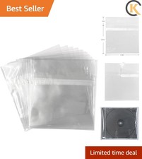 CD Jewel Case Sleeves, 6 1/8 x 5 1/8 Inches Crystal Clear Self-Seal Resealabl...