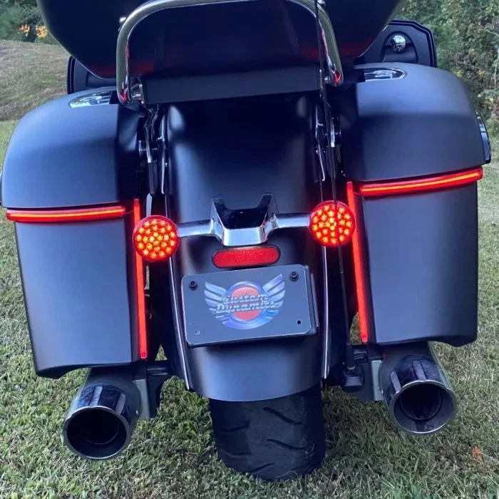 Custom Dynamics Red Low Profile Bagz Saddle Bag Lights Indian Challenger 20-Up - Image 3 of 4