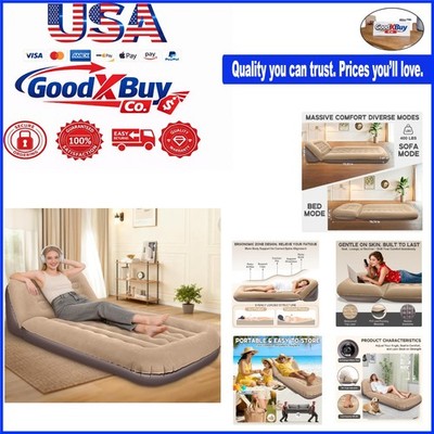 Inflatable Couch for Camping & Indoor Use - Adjustable Backrest, Flocked Surf...