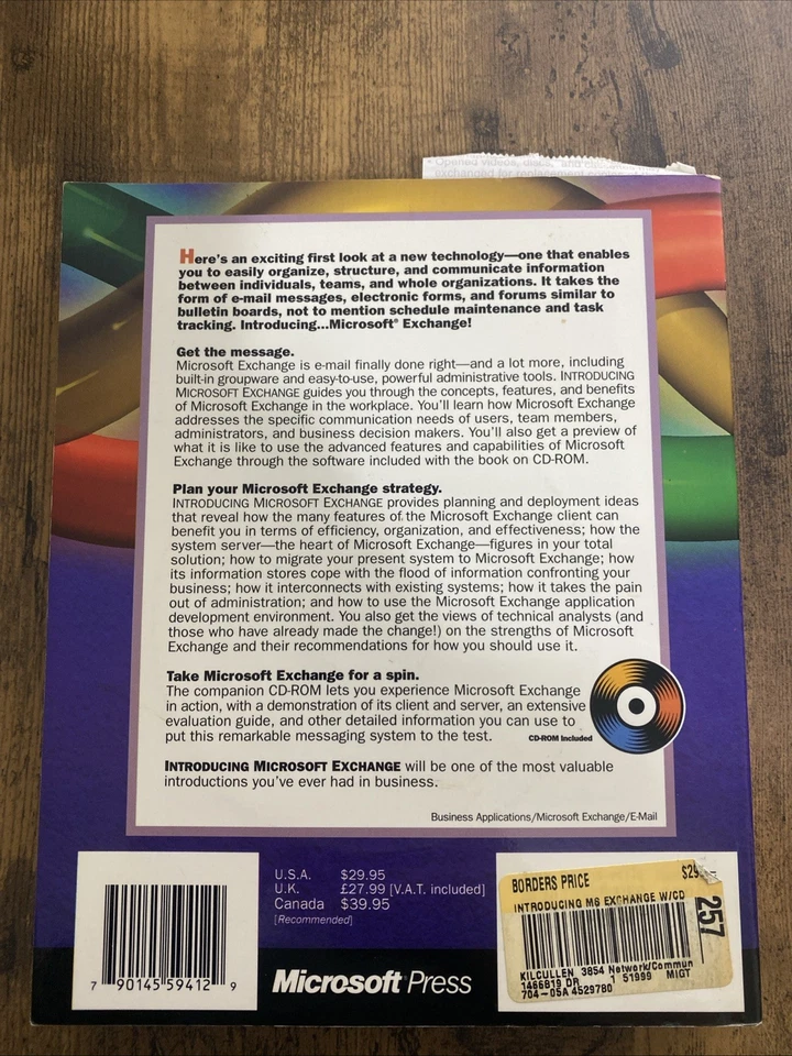 1996 Introducing Microsoft Exchange Press Book Cd Rom Original Receipt Vtg - Image 2 of 4