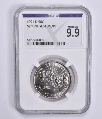 Mint State 9.9 1991-D Mount Rushmore Commemorative Half Dollar NGC X NGCX *6430