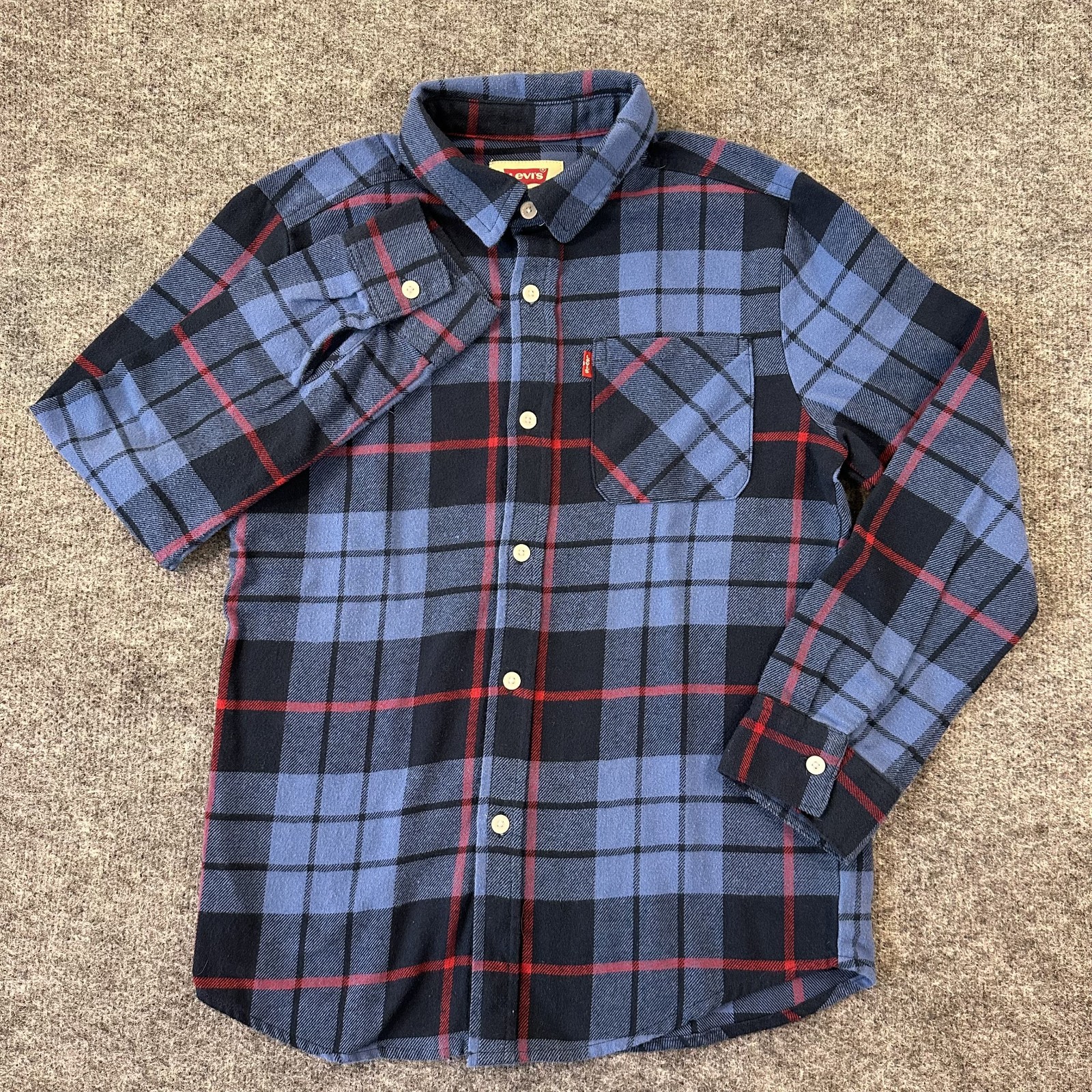 Levi's Flannel Plaid Shirt Long Sleeve Button Up Boy's Size Medium 10/12
