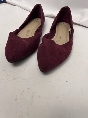 Time and Tru Memory Foam Slip on Shoes Women’s Size 8 Maroon Faux Suede J2 - Picture 2 of 4
