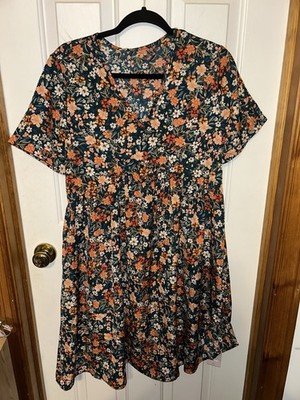 Emery Rose Women's Floral Dress Size L Short Sleeve Floral Print