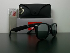 Occhiali da sole classici Ray-Ban RB2140 Wayfarer nero opaco specchiati mai indossati
