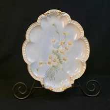 Limoges Haviland & Co Oval Platter 10.5" X 8.5" HP White Daisies Gold 1888-1896