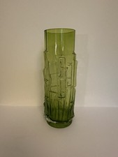Vintage Aseda 'Bamboo' Green Art Glass Vase By Bo Bergstrom 1960's Swedish glass