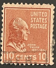 US Scott # 815 Used; Intense Color;  John Tyler; 10¢; Face Free Cancel