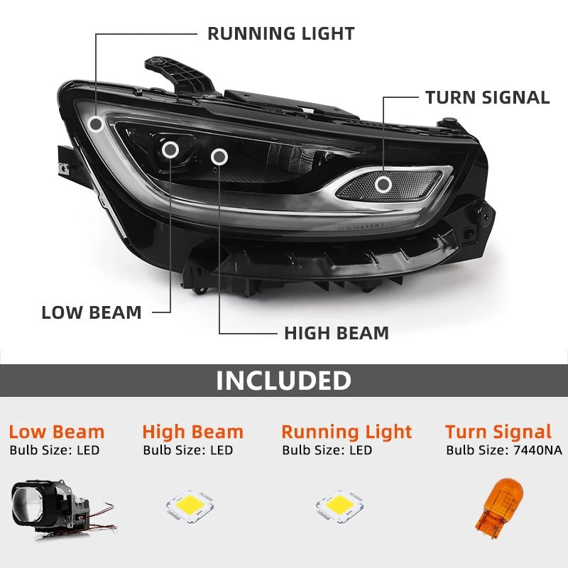 Pair For Chrysler Pacifica 2021-2026 LED Projector Headlight Assembly W/ BULBS Foto 2 de 4