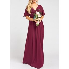 NWT Show Me Your Mumu Emily Empire Maxi Dress in Merlot Chiffon