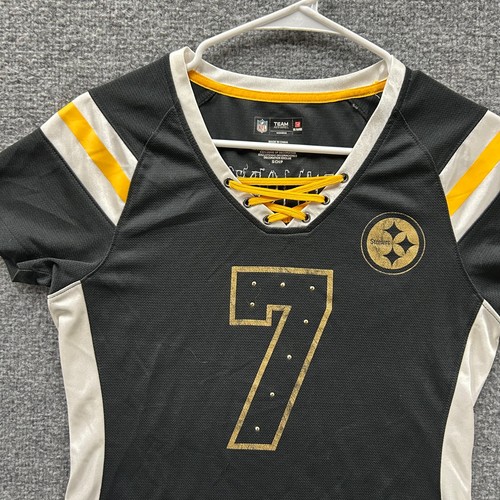 NFL Team Apparel Jersey Womens Size S Black Steelers Roethlisberger Sequin