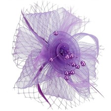 Women Fascinators Hats Flower Mesh Ribbon Feathers with Pin and Clip Tea Part...