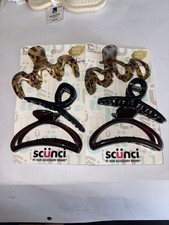 Lot Of 2 Scunci 3 Pc Claw Hair Clips Set Black Tortoise Hair Accessories NIP 