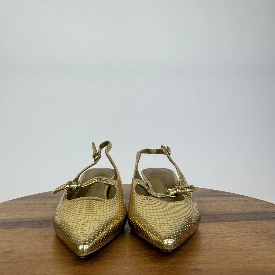 Zapatos de salón para mujer Katy Perry The Micro Heel dorado imitación cuero talla 6,5 M Foto 3 de 4