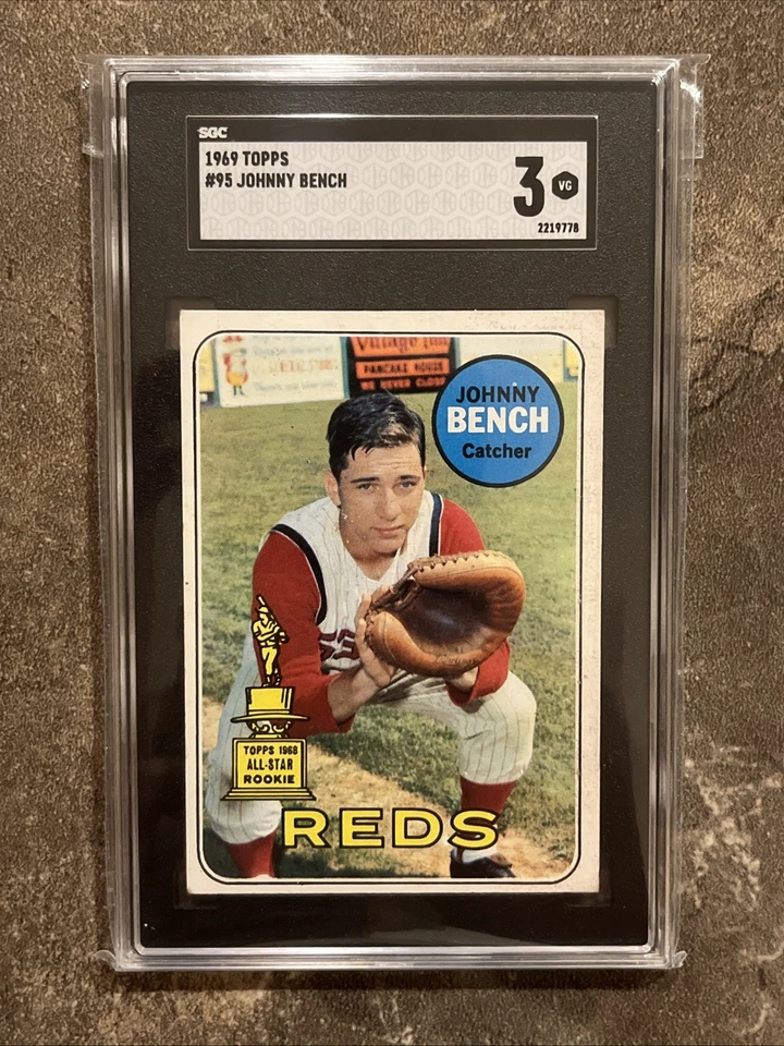 ⚾️🟥Johnny Bench🟥⚾️1969 Topps - #95 - SGC 3 Vintage HOF - All Star Rookie Cup - Image 3 of 4