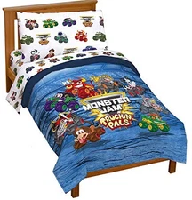 Jay Franco Monster Jam Truckin' Pals 4 Piece Toddler Bed Set  Includes Comforter