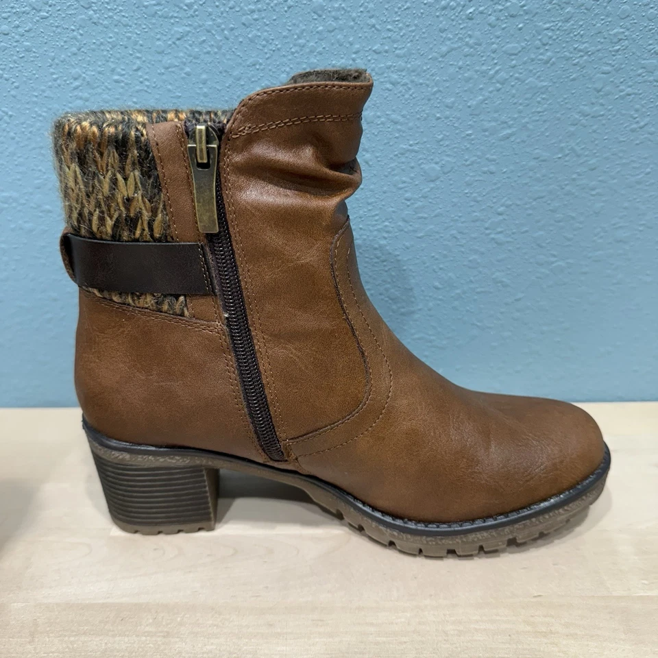 Bota de tornozelo Spring Step Relife Rene tamanho EUA 6.5-7 UE 37 marrom suéter punho de malha - Imagem 3 de 4