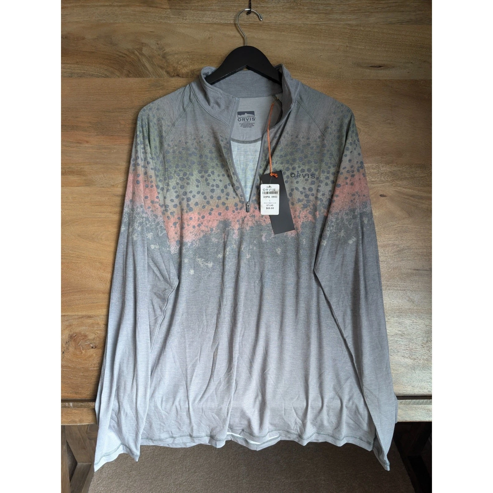 Orvis Sun Protection Shirt Mens Large Light Gray DriCast Printed Quarter Zip NWT
Opens in a new wind