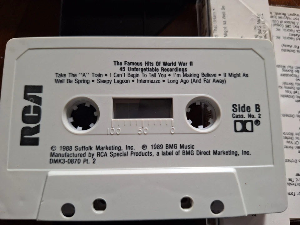 Vtg. 1988 Cassttes The Famous Hits Of  World War 11~on 2 Cassettes~45 Song #1643 - Image 2 of 4