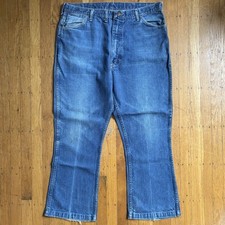 Vintage 1970s Maverick Blue Bell Men  s Wrangler Flared Faded Jeans USA 38x28