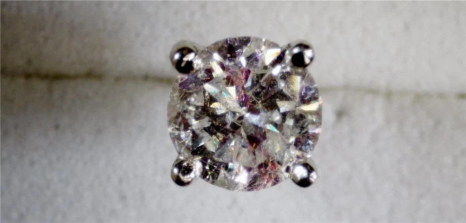 NUEVO .42CT. PENDIENTE ÚNICO PLATINO REDONDO DIAMANTE NATURAL Foto 2 de 4