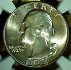 1964 Silver NGC MS64 Washington Quater Dollar