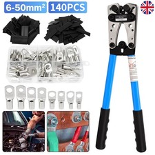 Heavy Duty Battery Cable Crimping Tool Wire Lugs Crimper Terminal Connectors Set