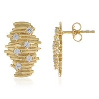 Cavill Silberohrringe Damen Monosono 12 Zirkone 0,513Ct Oval 19Mm