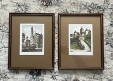 Ernst Geissendorfer "Rothenburg Tauter” Set Of 2 Prints Signed Framed Etch