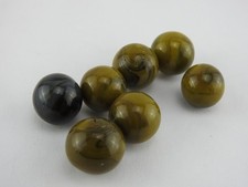 Vintage Vitro Agate Olive Green Swirl Marbles Lot 7pc