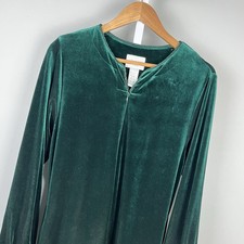 Vintage Jasmine Rose House Dress Zip Up Robe Womens M Dark Green Velvet