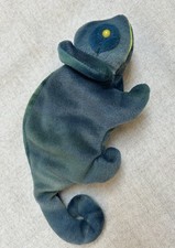 TY The Beanies Baby Collection Rainbow Blue Chameleon 1997 con etiquetas colgantes, errores