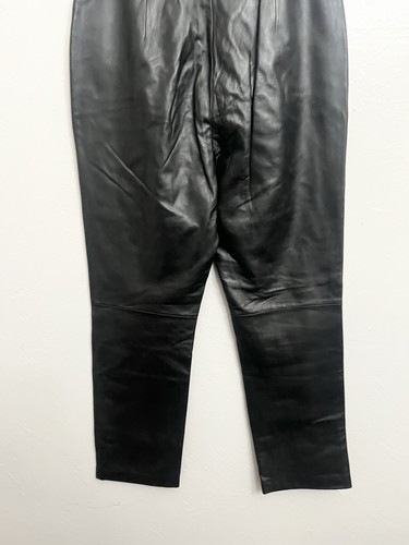 Investments 14 100% Lambskin Leather Pants Black Straight Leg Lined Mint $199 - Picture 8 of 8